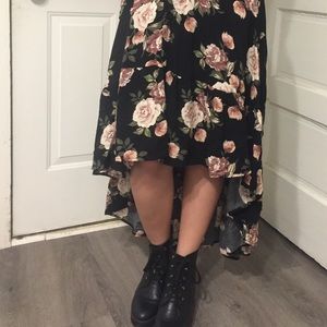 Floral High Low Skirt